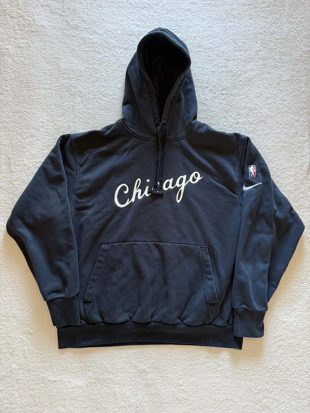 Chicago Bulls Hoodie Mens Medium Black Nike 75th Anniversary Sweatshirt NBA